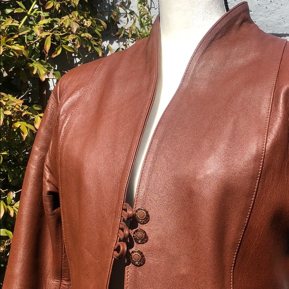 🎉Host Pick🎉Dark caramel leather jacket - Picture 2 of 8